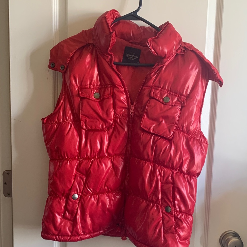 Faded Glory Shiny Red Puffer Vest